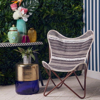 Cefena Grey And White Butterfly Chair