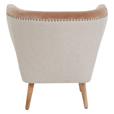 Mink Velvet and Natural Linen Chair | Cefena