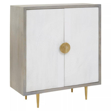 Sareel Cream and Grey Mango Wood Two Door Cabinet