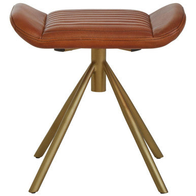 Buffalo Tan Leather Footstool