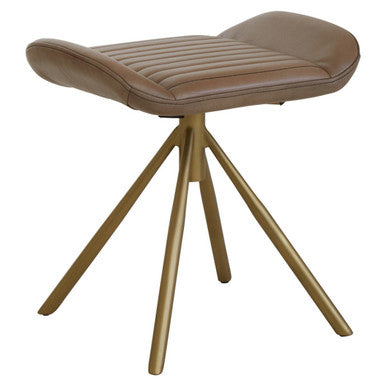 Buffalo Grey Genuine Leather Footstool with Gold Finish Base
