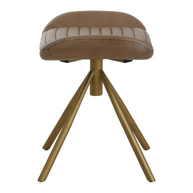 Buffalo Grey Genuine Leather Footstool with Gold Finish Base