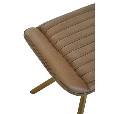 Buffalo Grey Genuine Leather Footstool with Gold Finish Base