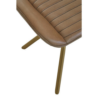 Buffalo Grey Genuine Leather Footstool with Gold Finish Base