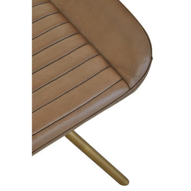 Buffalo Grey Genuine Leather Footstool with Gold Finish Base
