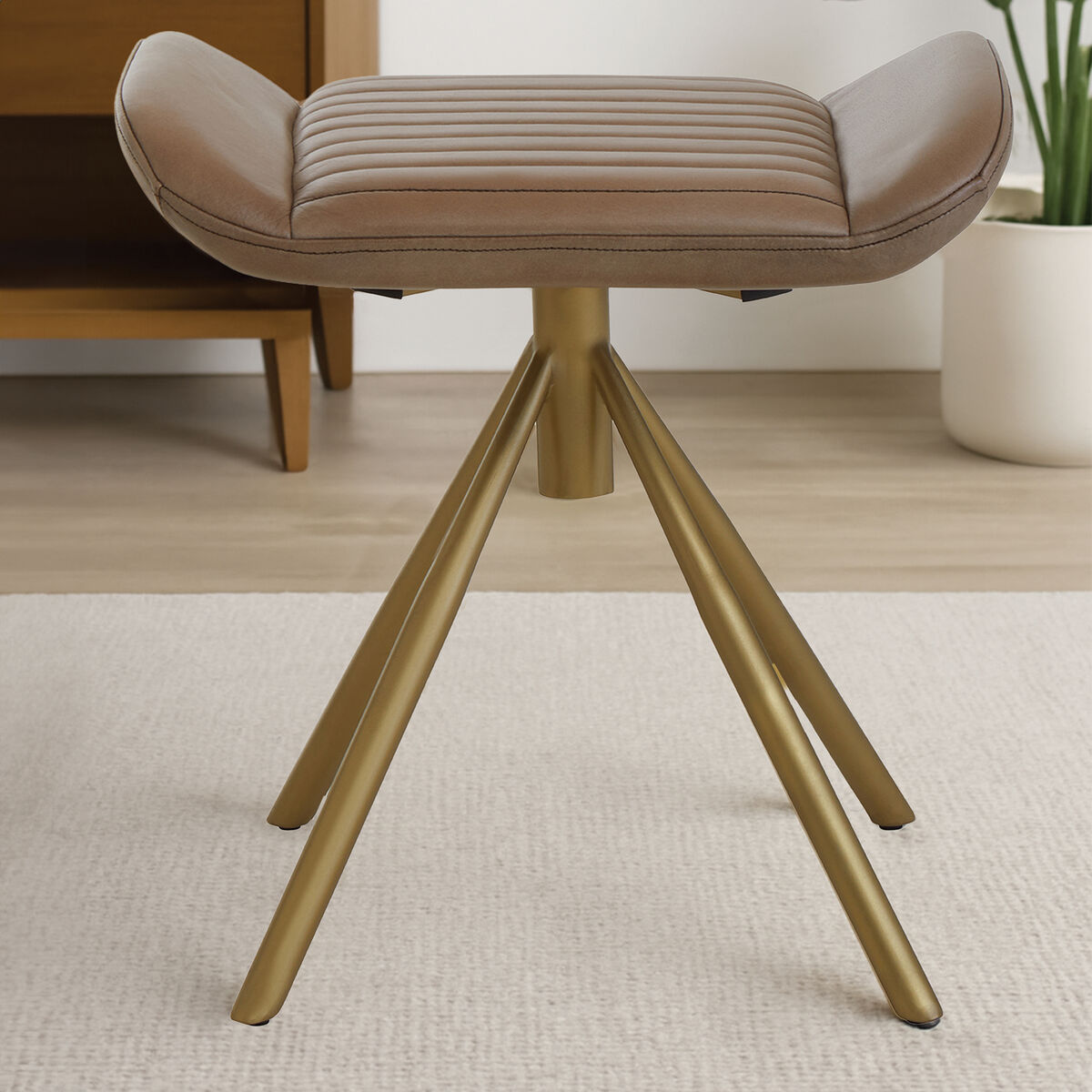 Buffalo Grey Leather Footstool