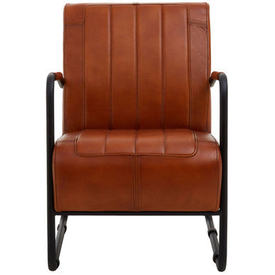 Buffalo Tan Leather Armchair with Channel Detailing