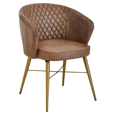Grey Leather Chair with Gold Finish Legs | Buffalo