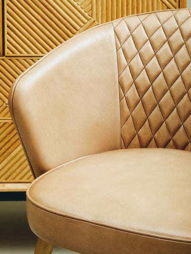 Grey Leather Chair with Gold Finish Legs | Buffalo
