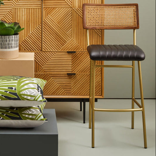 Buffalo Black Leather Bar Chair