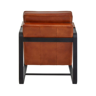 Buffalo Tan Leather Armchair With Black Iron Frame