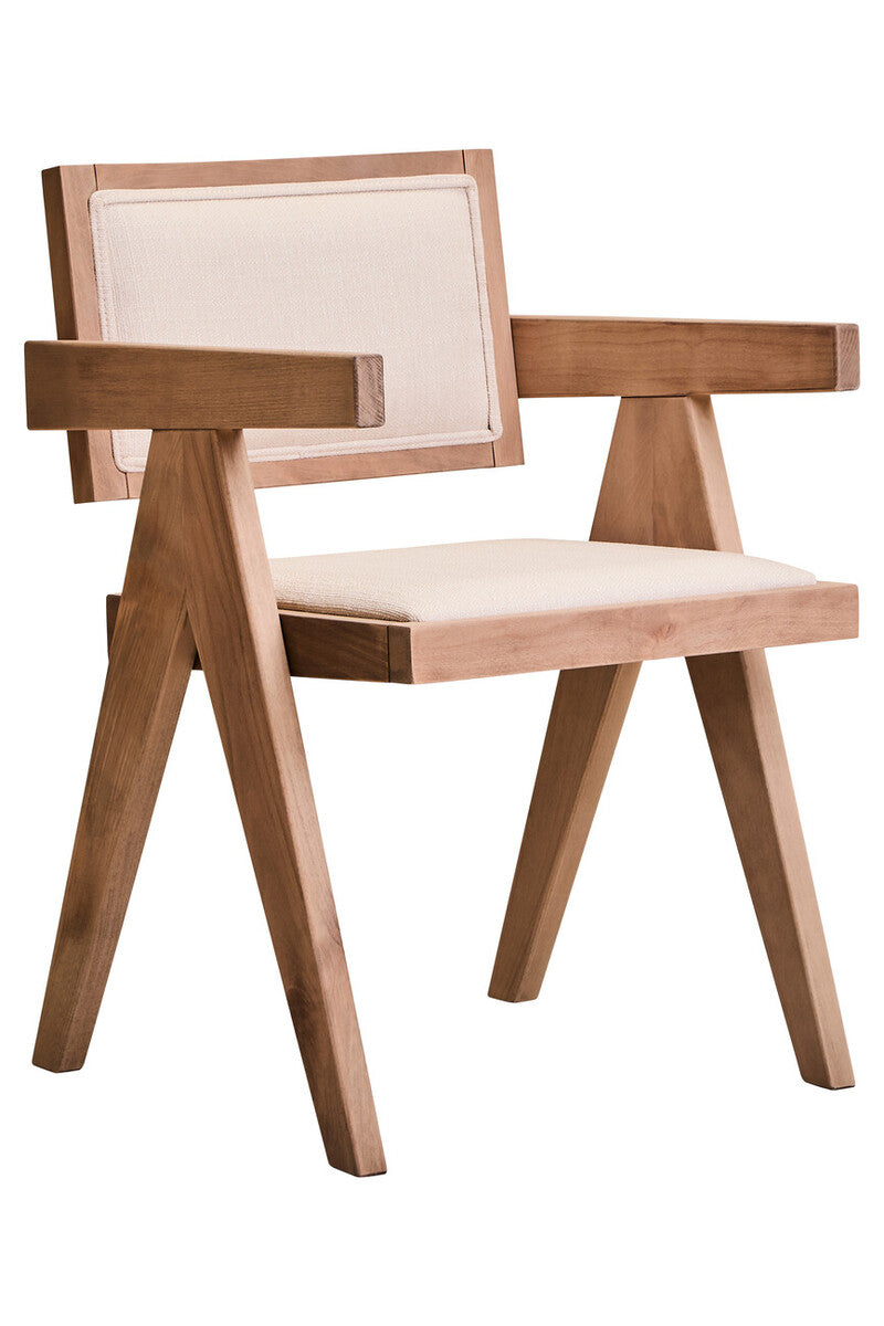 Cebu Ivory Fabric and Grey Wash Beech Wood Dining Chair