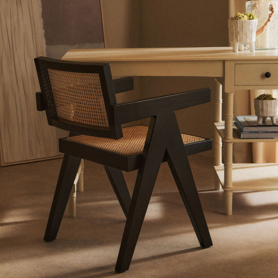 Cebu Natural Cane and Black Beech Wood Dining Chair