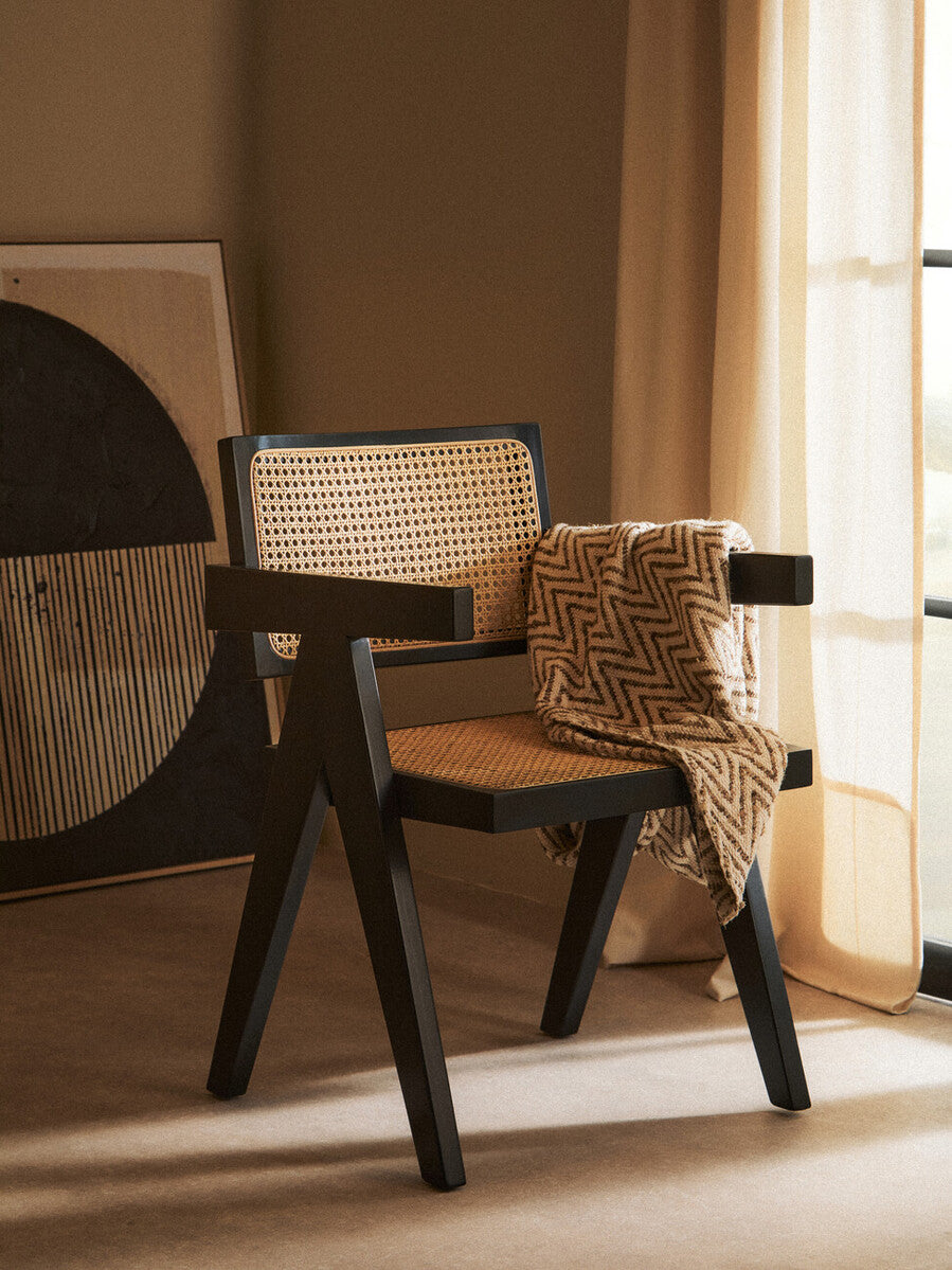 Cebu Natural Cane and Black Beech Wood Dining Chair