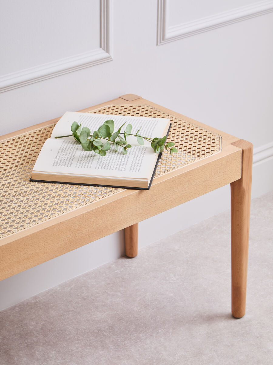 Natural Cane and Beech Wood Bench | Cebu