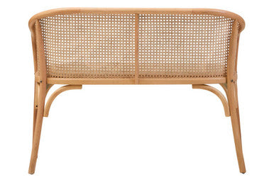 Natural Cane and Beech Wood Bench with Backrest | Cebu