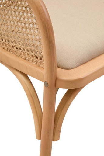 Natural Cane and Beech Wood Bench with Backrest | Cebu