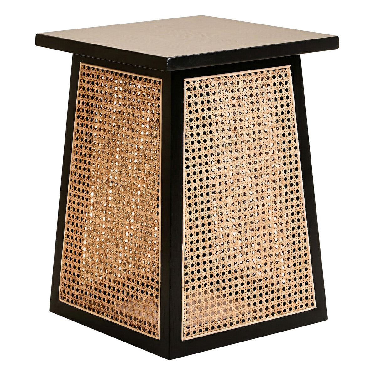Cebu Natural Cane and Black Elm Wood Side Table