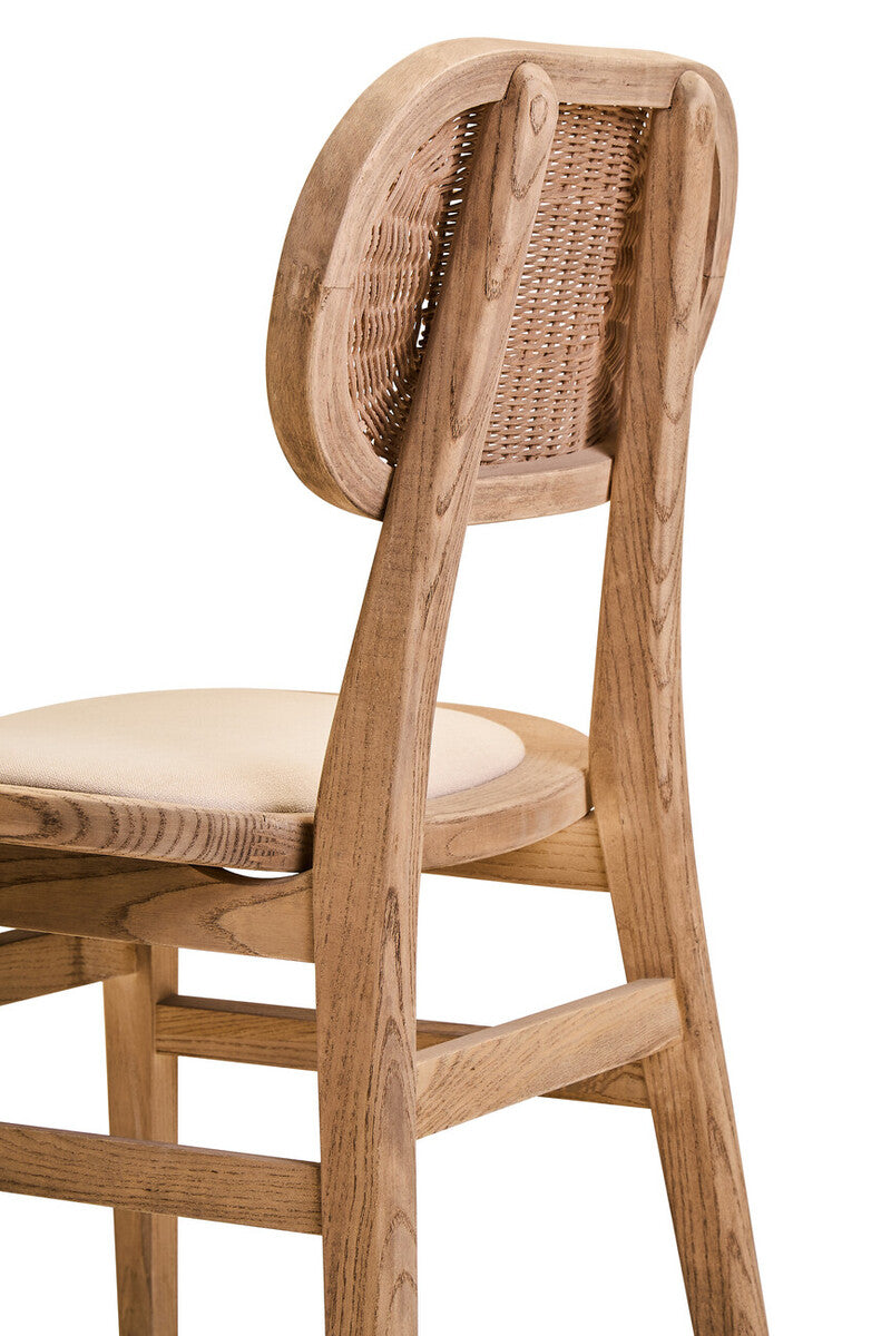 Cebu Beige Fabric and Grey Wash Elm Wood Dining Chair