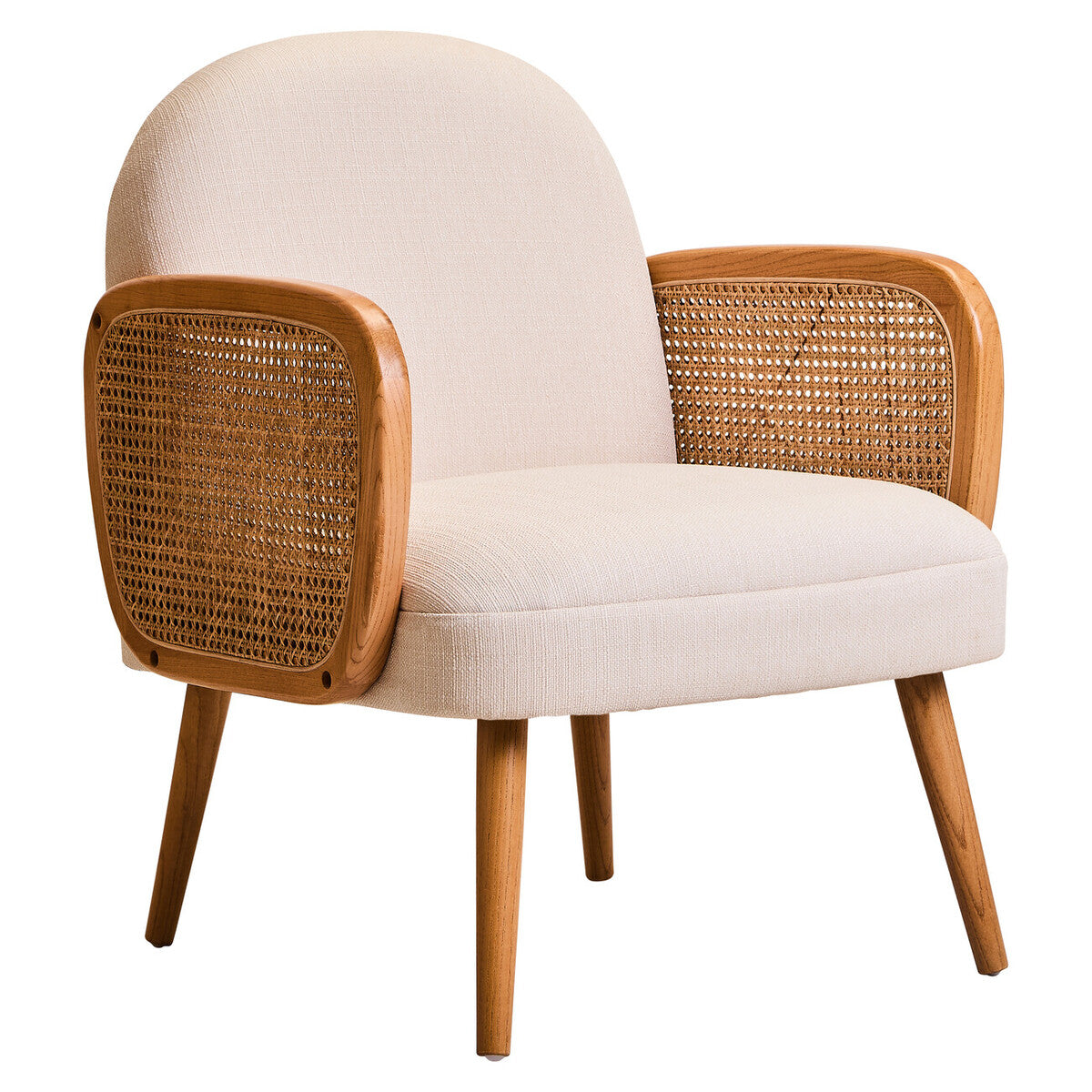 Cebu Ivory Fabric Chair with Curved Back