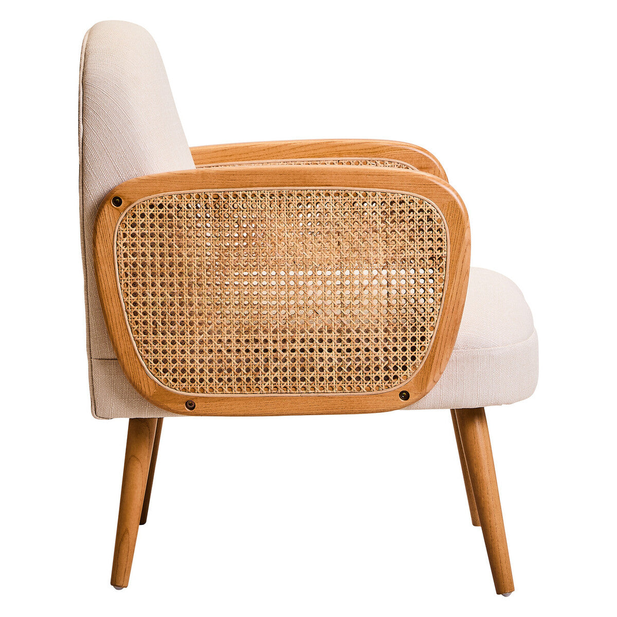 Cebu Ivory Fabric Chair with Curved Back