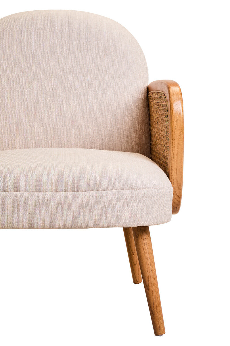 Cebu Ivory Fabric Chair with Curved Back