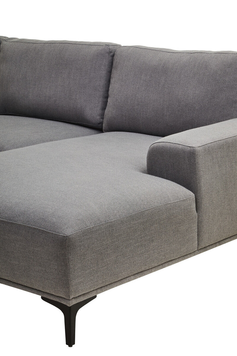 Toulon 3 Seat Grey Fabric Right Chaise Sofa