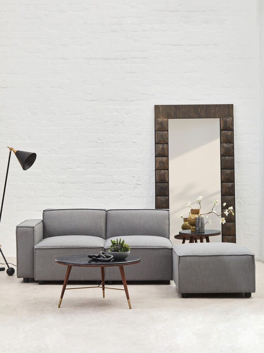 Toulouse Grey Fabric Modular Ottoman with Wood Frame
