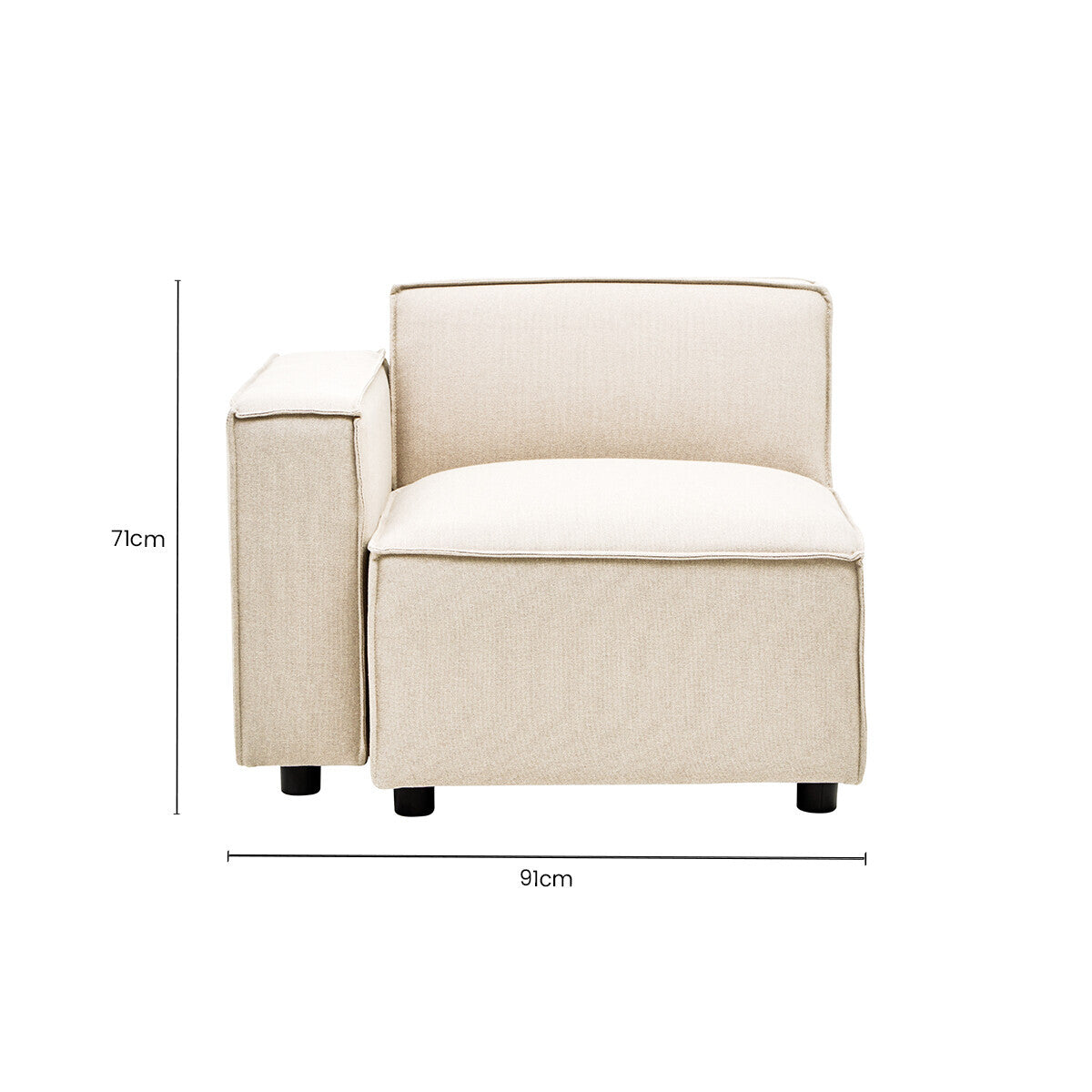 Cream Fabric Left Arm Modular Sofa, Toulouse