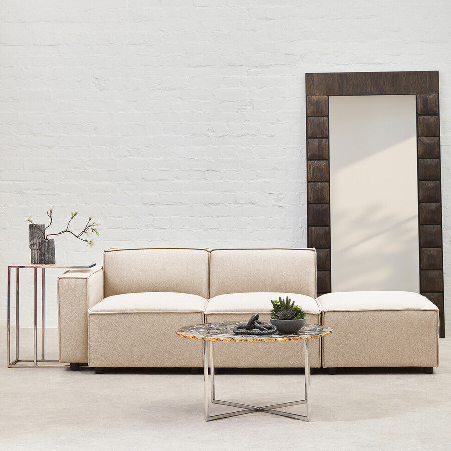Toulouse Cream Fabric Sofa Ottoman