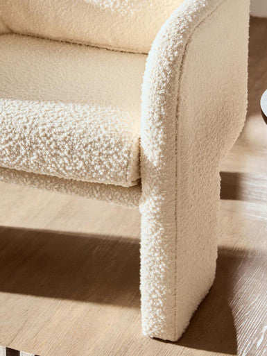 Ivory Boucle Curved Armchair | Ozzero