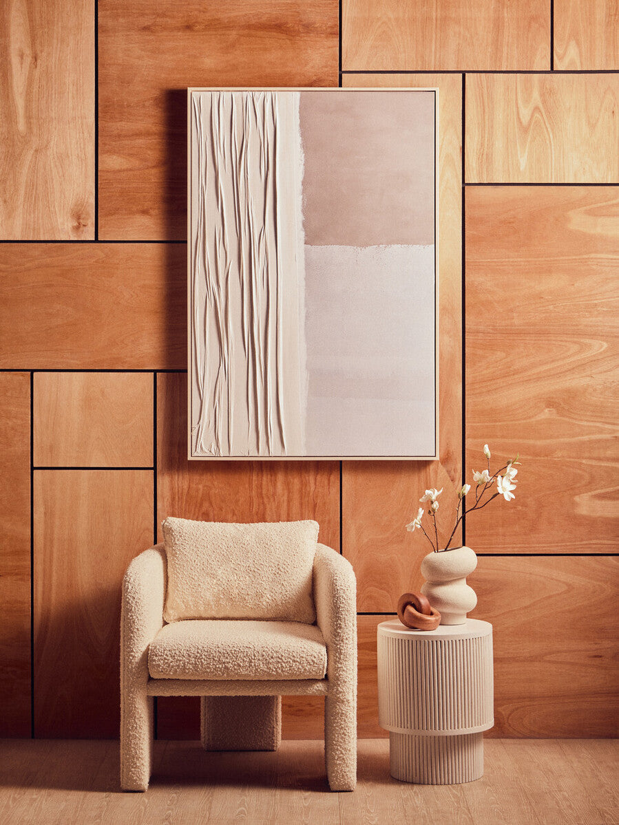 Ozzero Ivory Boucle Fabric Armchair