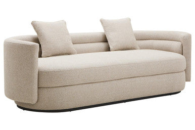 3 Seater Ivory Linen Curved Sofa, Oratino