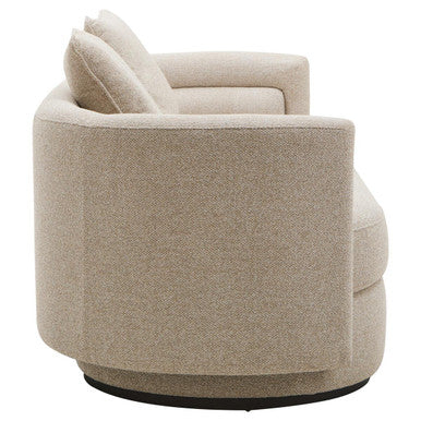 3 Seater Ivory Linen Curved Sofa, Oratino
