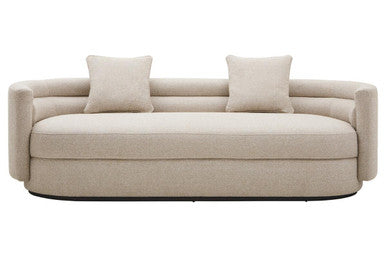 3 Seater Ivory Linen Curved Sofa, Oratino