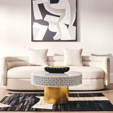 3 Seater Ivory Linen Curved Sofa, Oratino