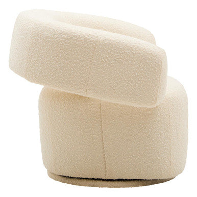 Ivory Boucle Curved Swivel Armchair | Oliveto