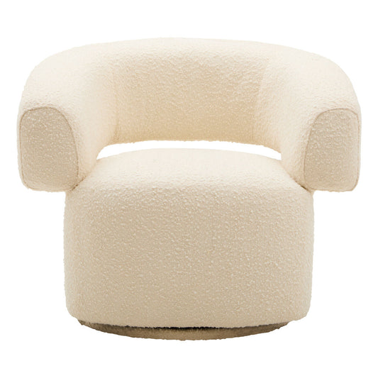 Oliveto Ivory Boucle Curved Swivel Armchair