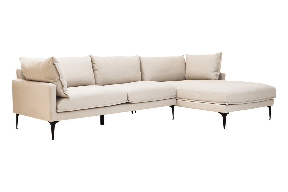 Troyes Cream Three Seat Right Chaise Sofa