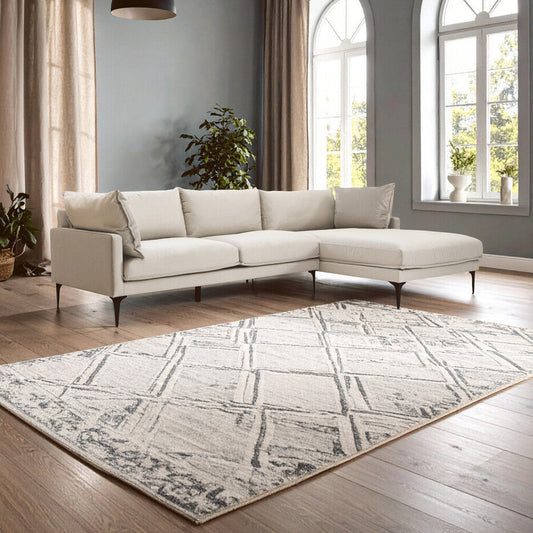 Troyes Cream Three Seat Right Chaise Sofa