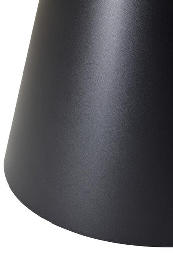 Black Metal Conical Base Round Dining Table with Clear Glass Top, Azalea