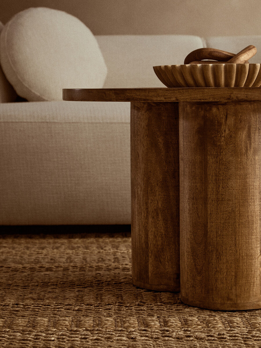 Walsa Natural Mango Wood Column Detail Coffee Table
