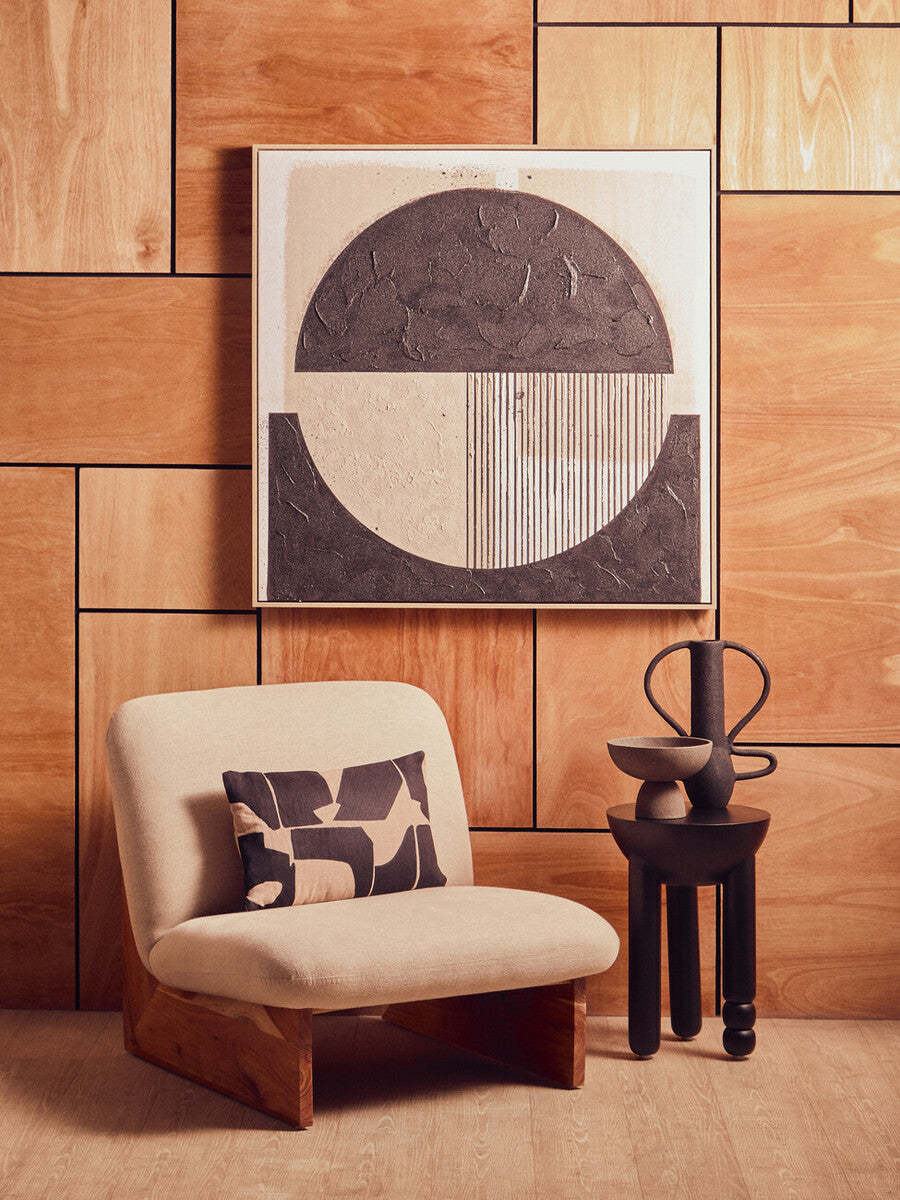 Walsa Black Finish Mango Wood Column Detail Round Side Table