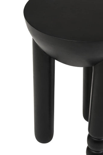 Walsa Black Finish Mango Wood Column Detail Round Side Table