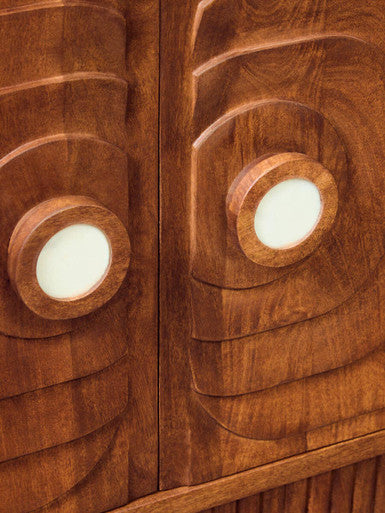 Sangar Two Door Mango Wood Carved Design Sideboard