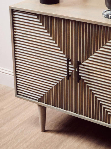 Satna Jute Black and White Design Mango Wood Sideboard