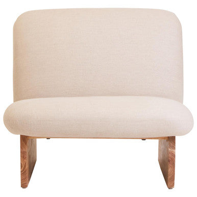 Parova Linen Texture Armless Chair With Wood Base