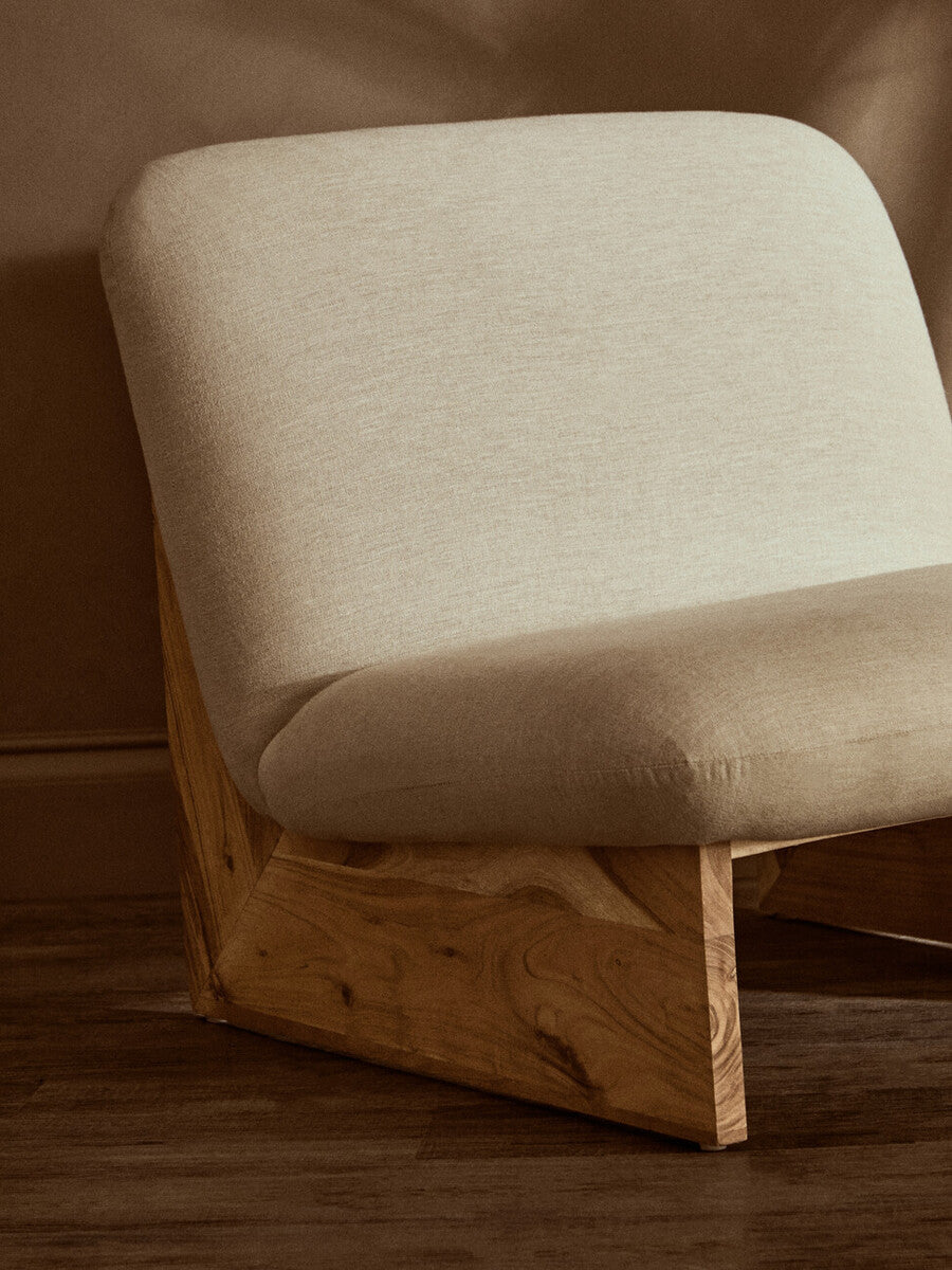 Parova Linen Texture Armless Chair With Wood Base