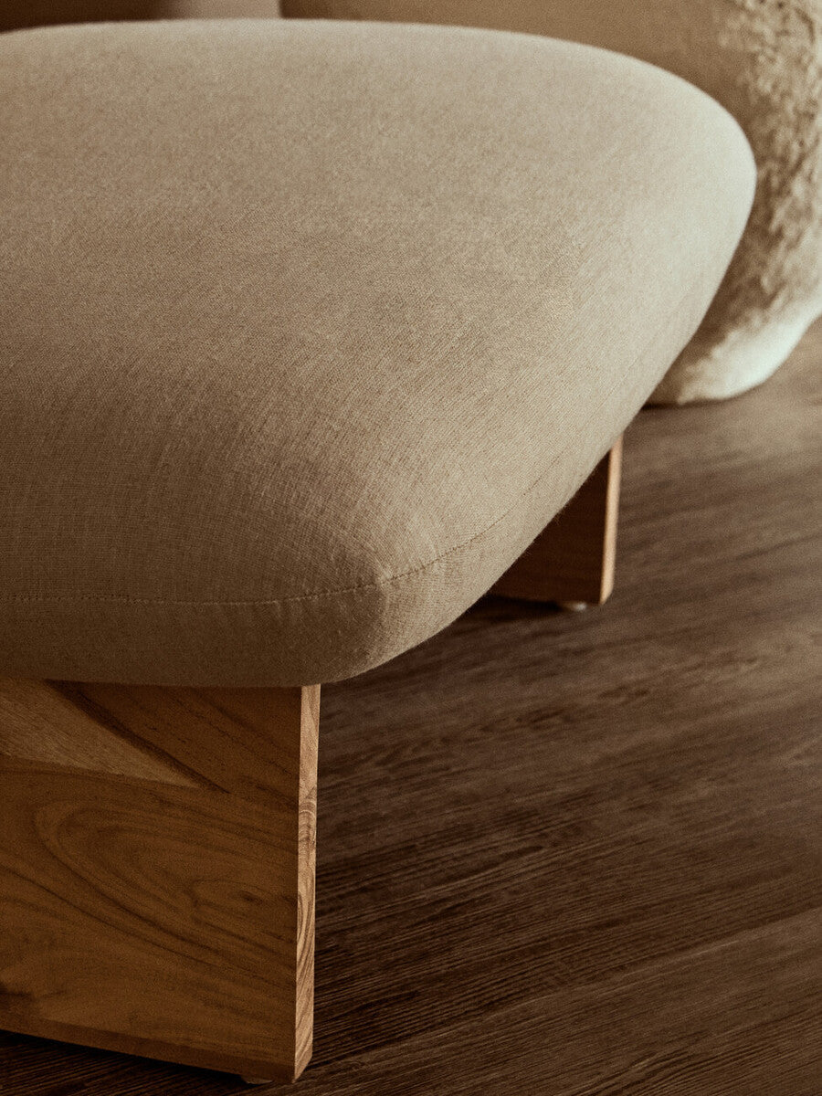 Parova Linen Texture Armless Chair With Wood Base