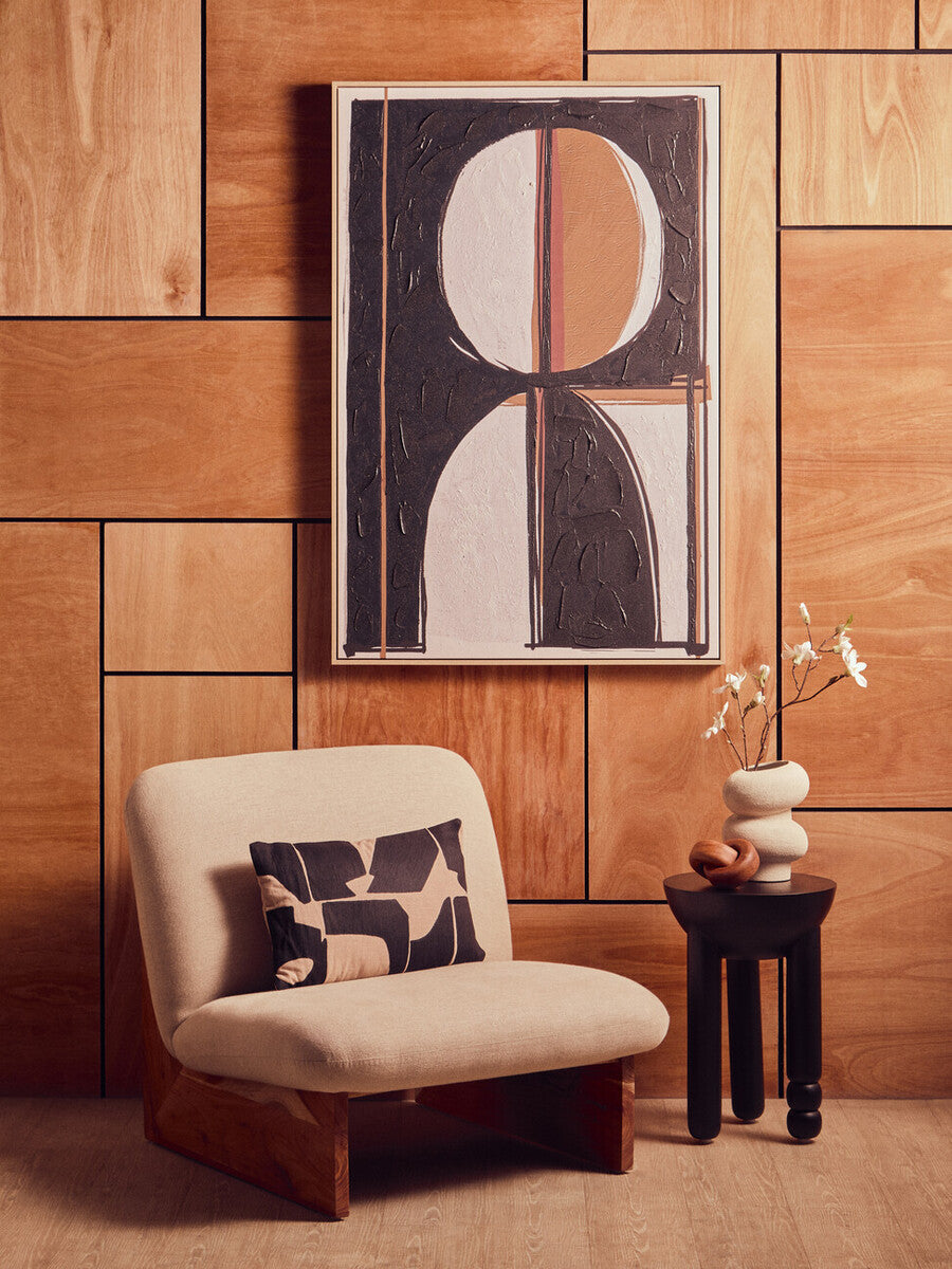 Parova Linen Texture Armless Chair With Wood Base